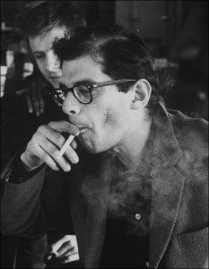 The thick frames, cigarettes and rolled up pants; ultimate vintage  look for men