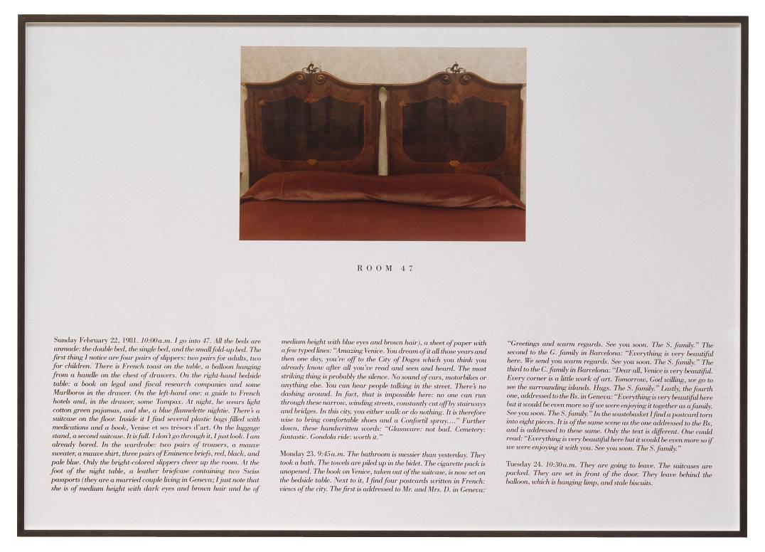 The Hotel, Room 47 1981 by Sophie Calle born 1953