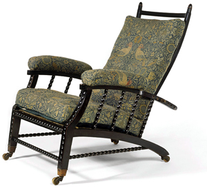 william morris`s chair `bird` with an adjustable back