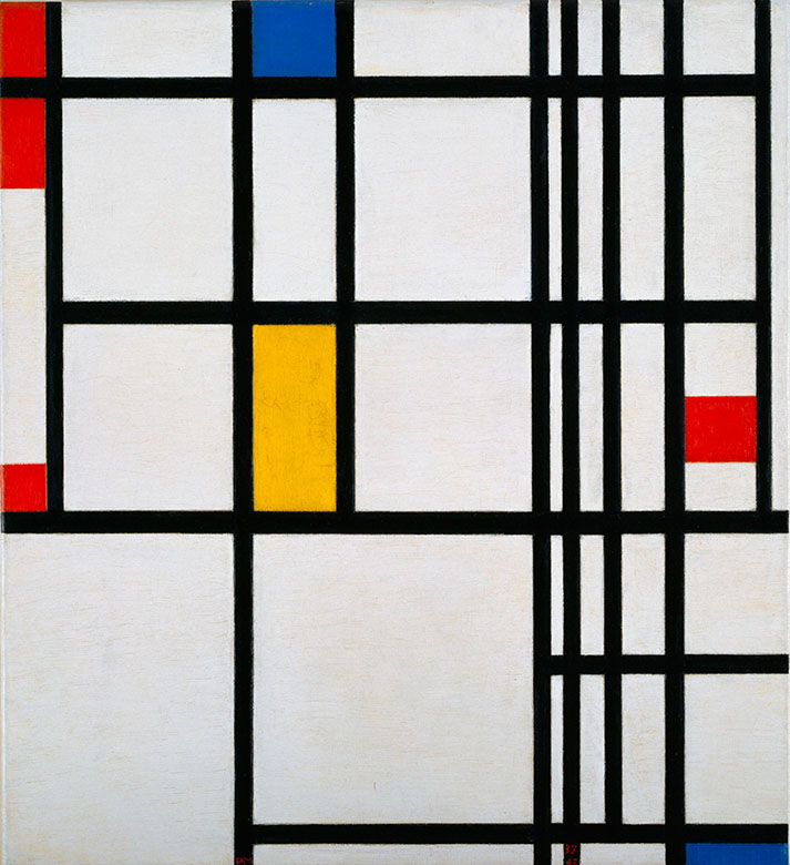 Mondrian-composition-in-red-blue-and-yellow-1937